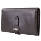 Hermes Bearn Souffle Box Calf Brown Silver Wallet — view 2