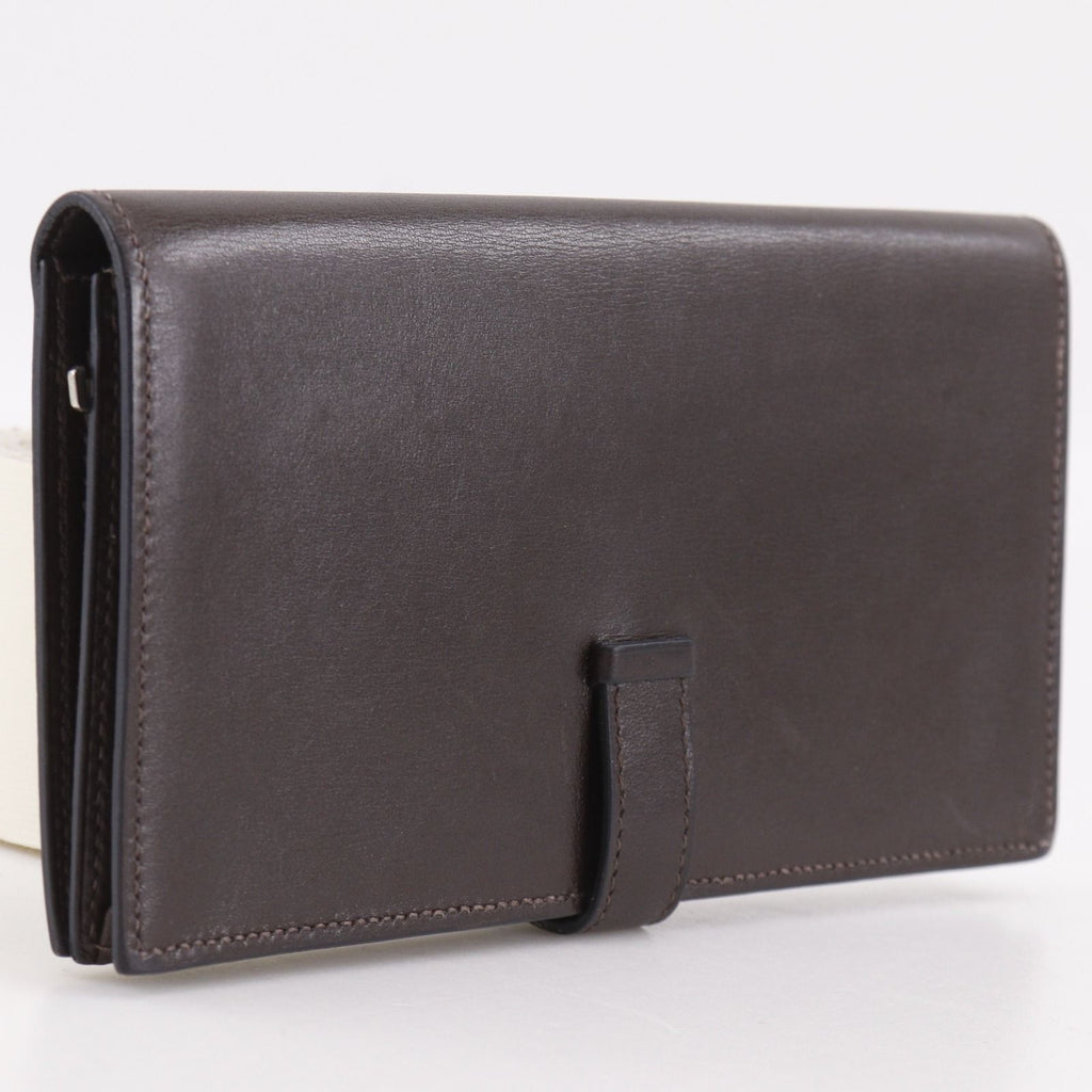 Hermes Bearn Souffle Box Calf Brown Silver Wallet — view 3