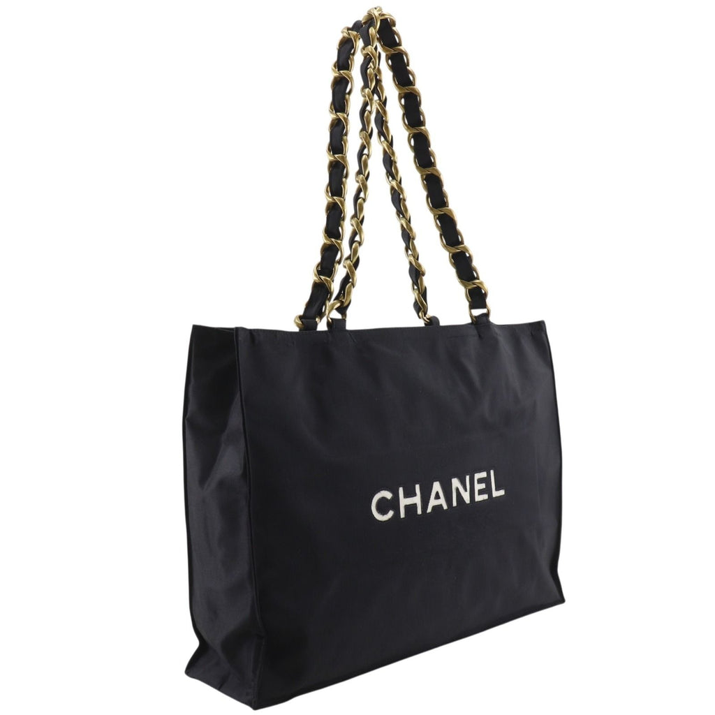 Chanel CC Logo Chain Tote Nylon Black — view 3