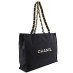 Chanel CC Logo Chain Tote Nylon Black — view 3