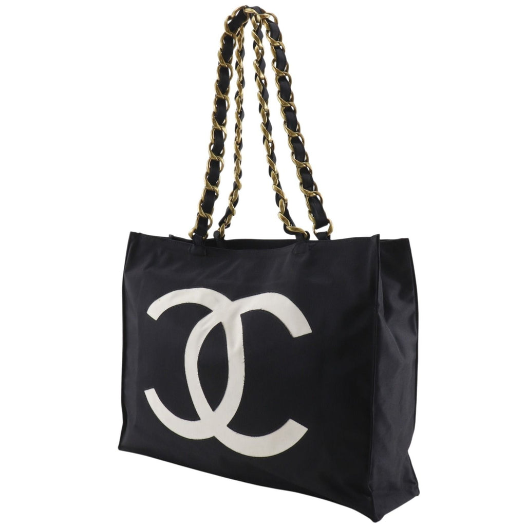 Chanel CC Logo Chain Tote Nylon Black — view 2