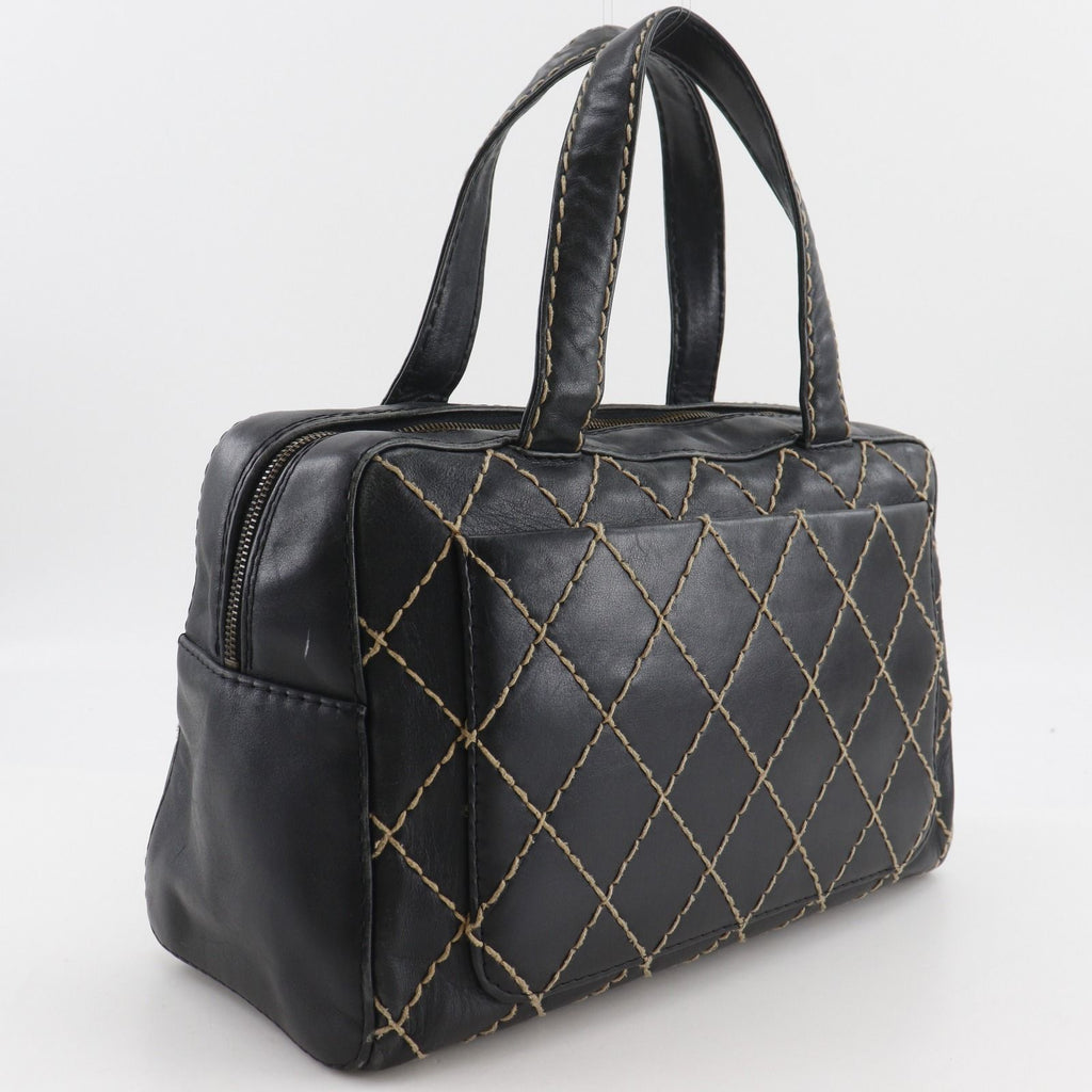 Chanel Wild Stitch CC Logo Calf Black Handbag — view 3