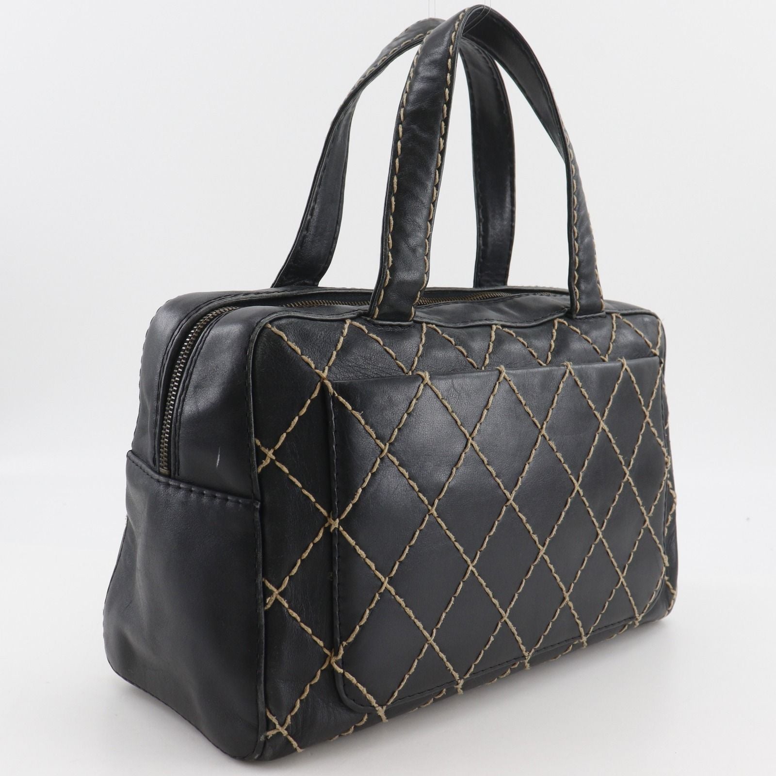 Chanel Wild Stitch CC Logo Calf Black Handbag — view 3
