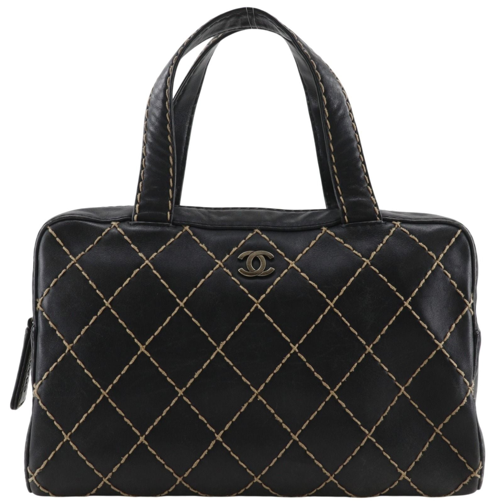 Chanel Wild Stitch CC Logo Calf Black Handbag