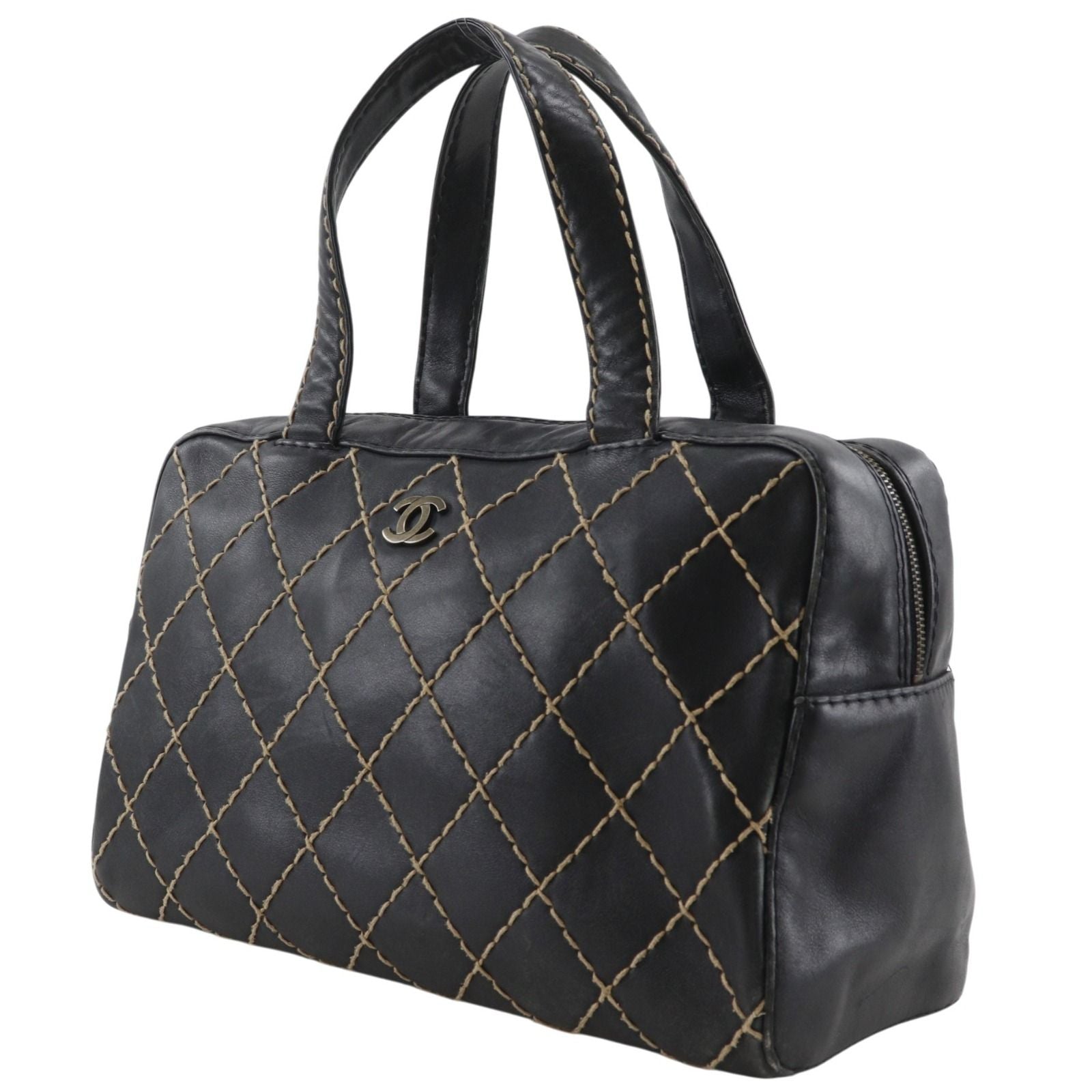 Chanel Wild Stitch CC Logo Calf Black Handbag — view 2