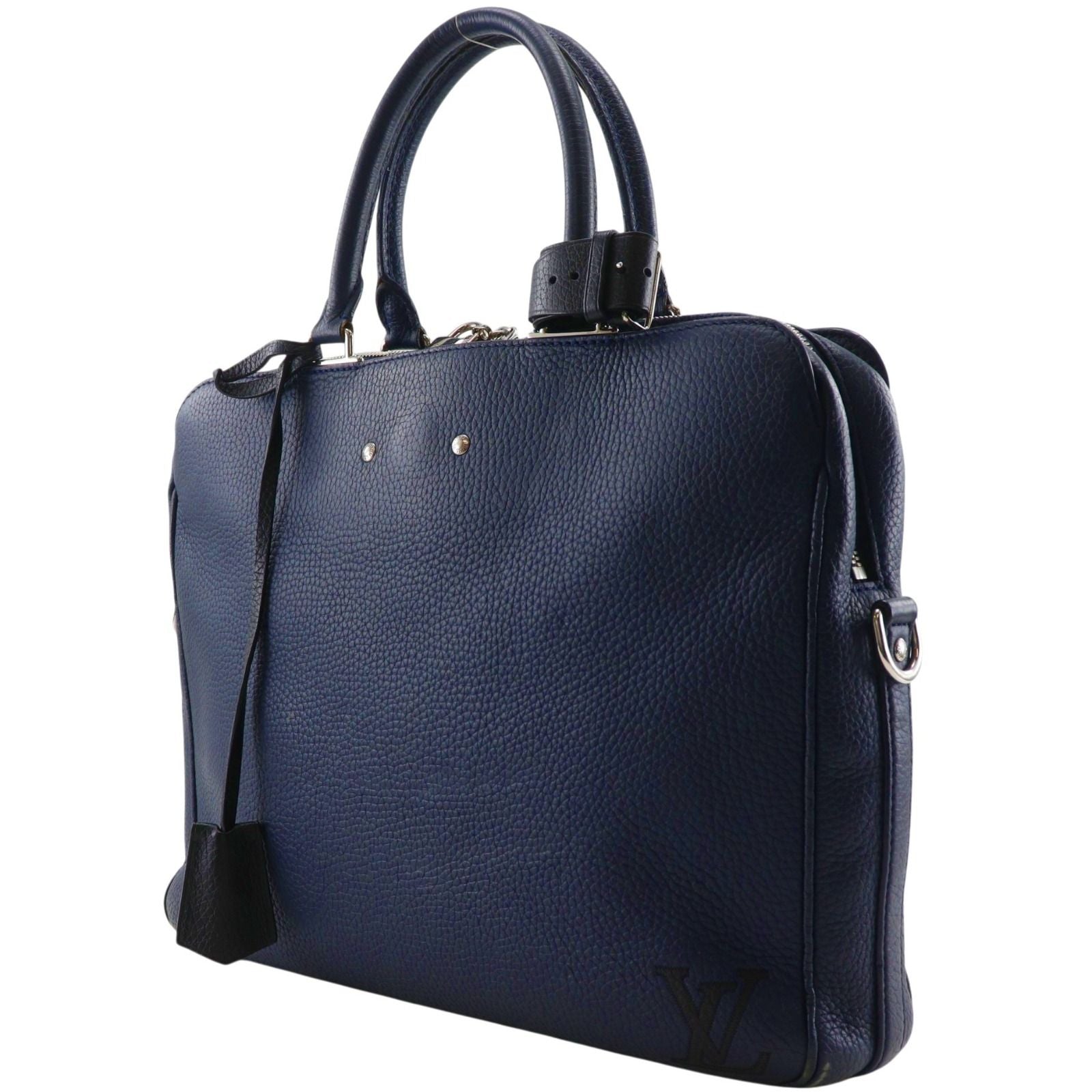 Louis Vuitton Alma Briefcase Leather Navy Blue Business — view 2