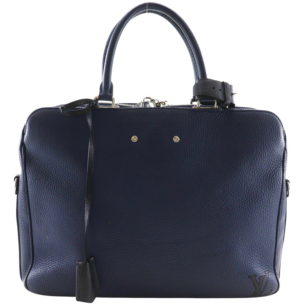 Louis Vuitton Alma Briefcase Leather Navy Blue Business
