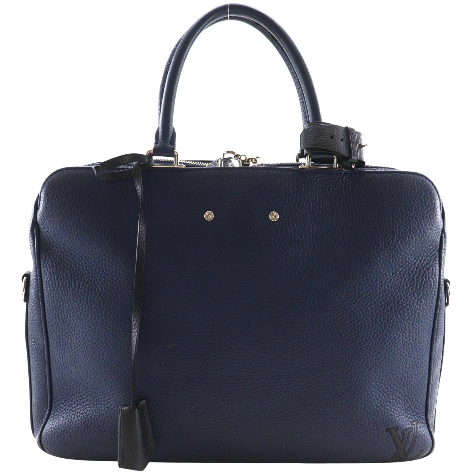 Louis Vuitton Alma Briefcase Leather Navy Blue Business