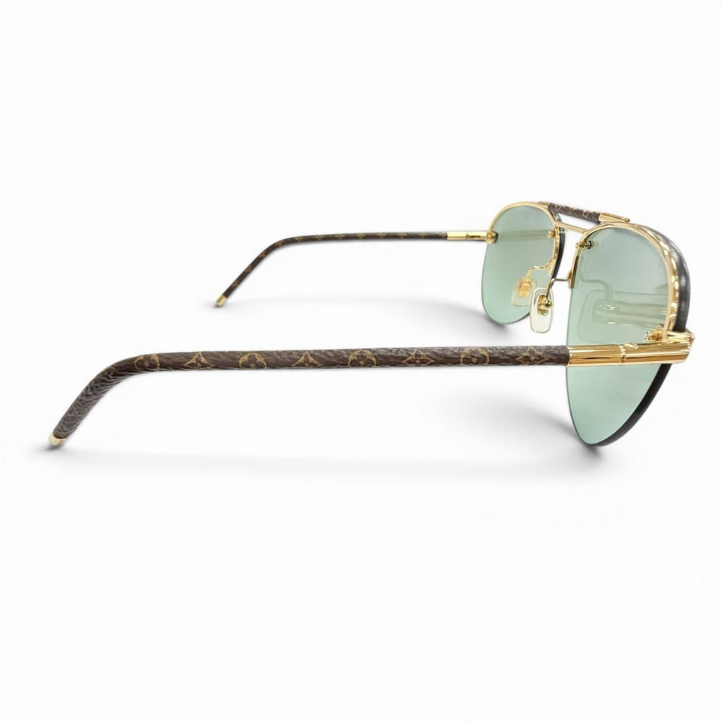 Louis Vuitton Clockwise Monogram Half Rim Sunglasses Brown Gold Eyewear — view 5