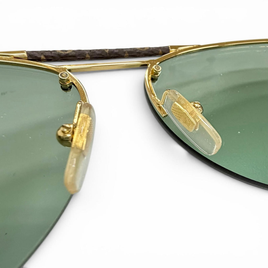 Louis Vuitton Clockwise Monogram Half Rim Sunglasses Brown Gold Eyewear — view 8