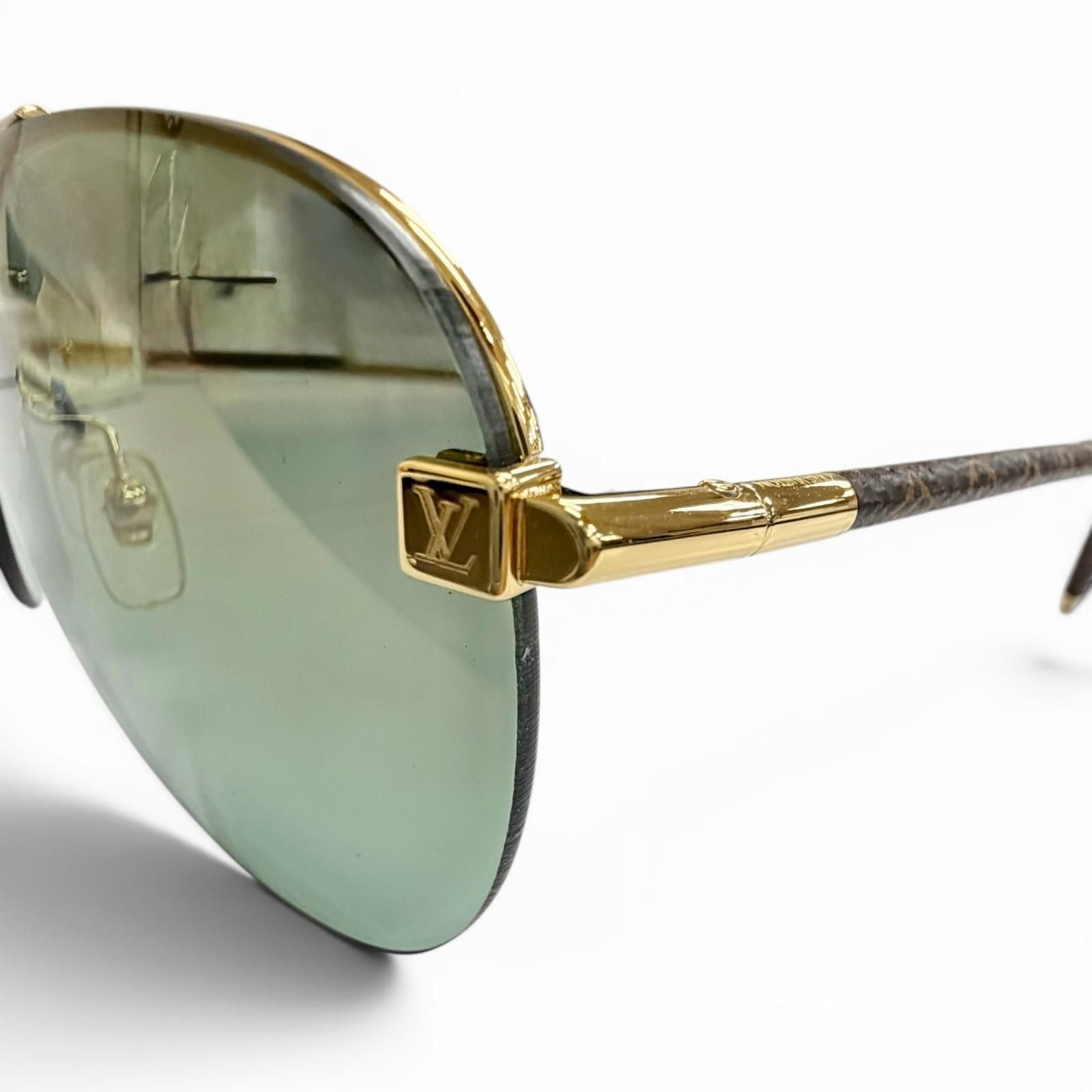 Louis Vuitton Clockwise Monogram Half Rim Sunglasses Brown Gold Eyewear — view 7