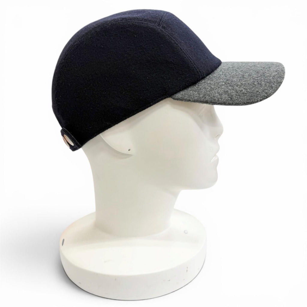 Hermes Series Button Logo Embroidery Felt Fabric Baseball Cap Hat Navy Gray 58 — view 4