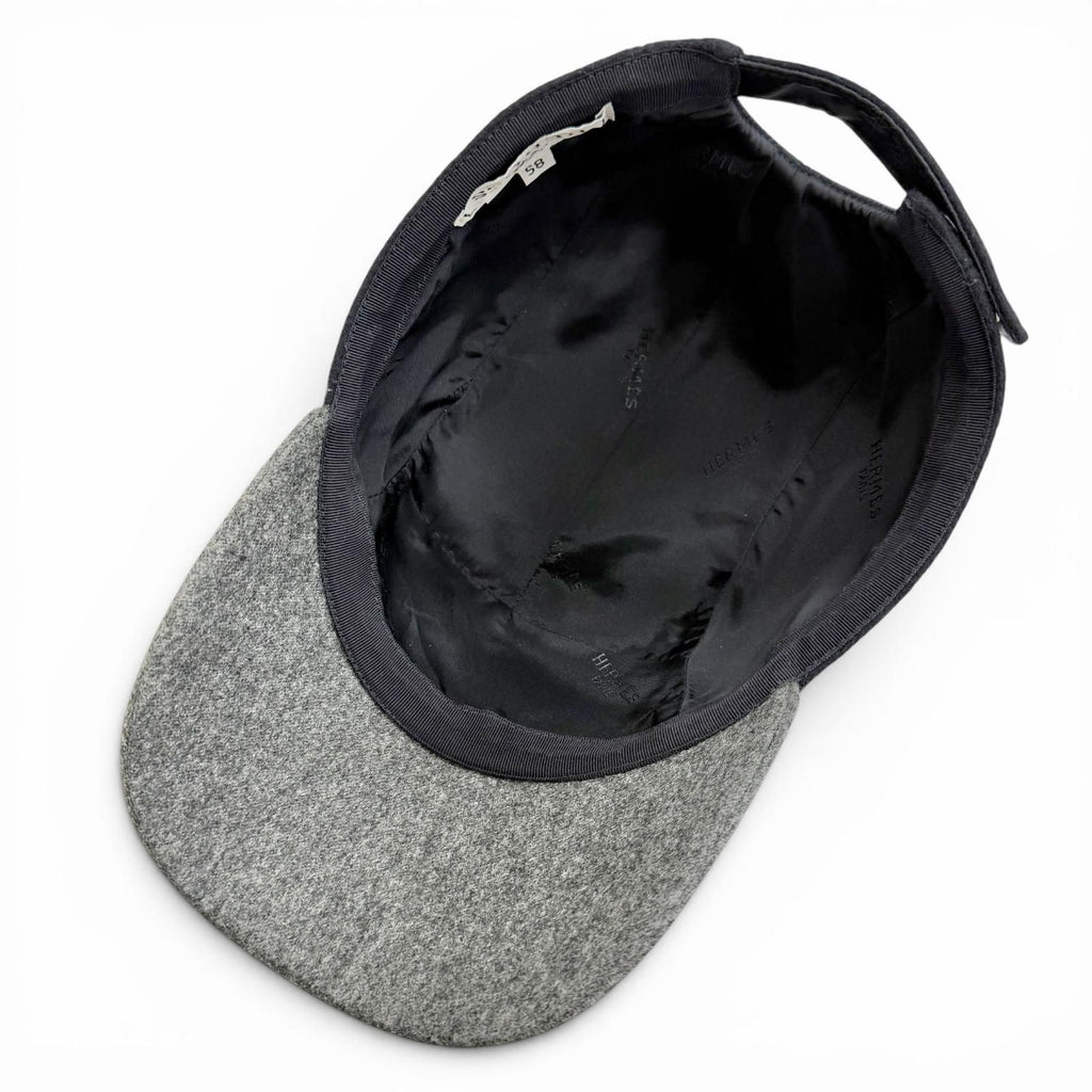 Hermes Series Button Logo Embroidery Felt Fabric Baseball Cap Hat Navy Gray 58 — view 7