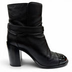 Chanel CC Logo Ankle Belt Leather Short Boots Black Gold — view 6