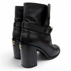 Chanel CC Logo Ankle Belt Leather Short Boots Black Gold — view 3