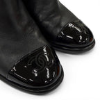 Chanel CC Logo Ankle Belt Leather Short Boots Black Gold — view 8
