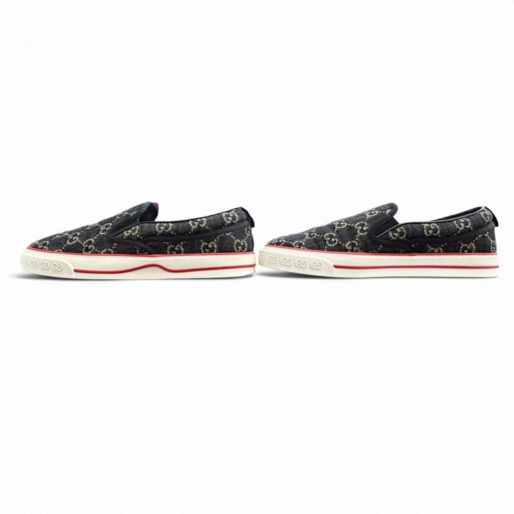Gucci Tennis GG Canvas Slip on Sneakers Navy Beige 7.5 — view 2