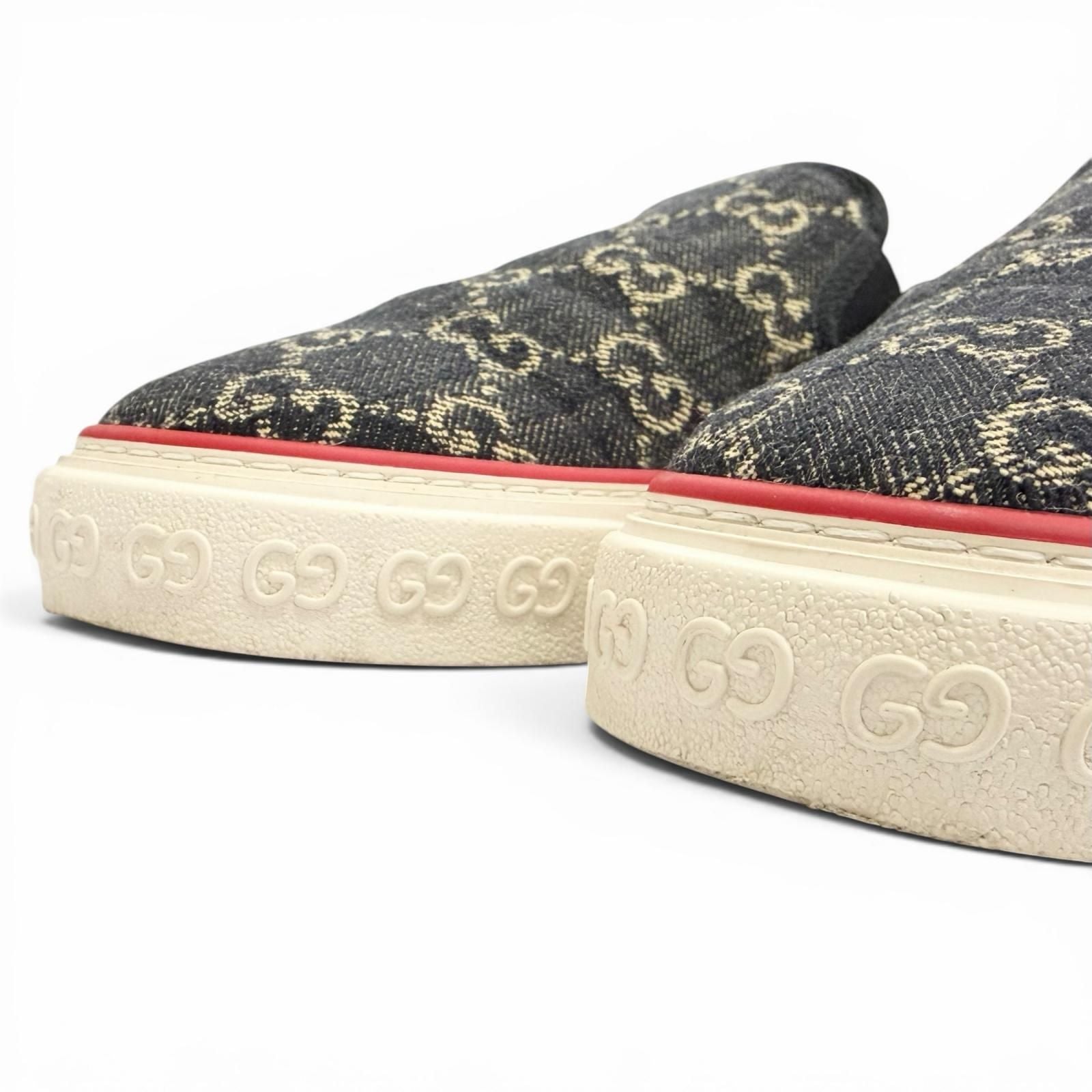 Gucci Tennis GG Canvas Slip on Sneakers Navy Beige 7.5 — view 6