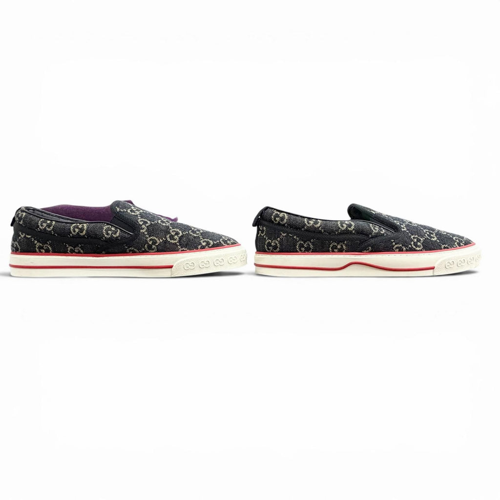 Gucci Tennis GG Canvas Slip on Sneakers Navy Beige 7.5 — view 3