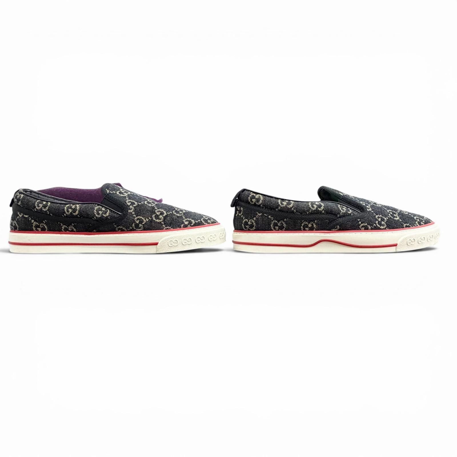 Gucci Tennis GG Canvas Slip on Sneakers Navy Beige 7.5 — view 3