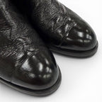 Chanel CC Logo Quilted Chanki Heels Leather Long Boots Black — view 7