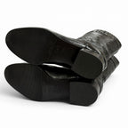Chanel CC Logo Quilted Chanki Heels Leather Long Boots Black — view 6