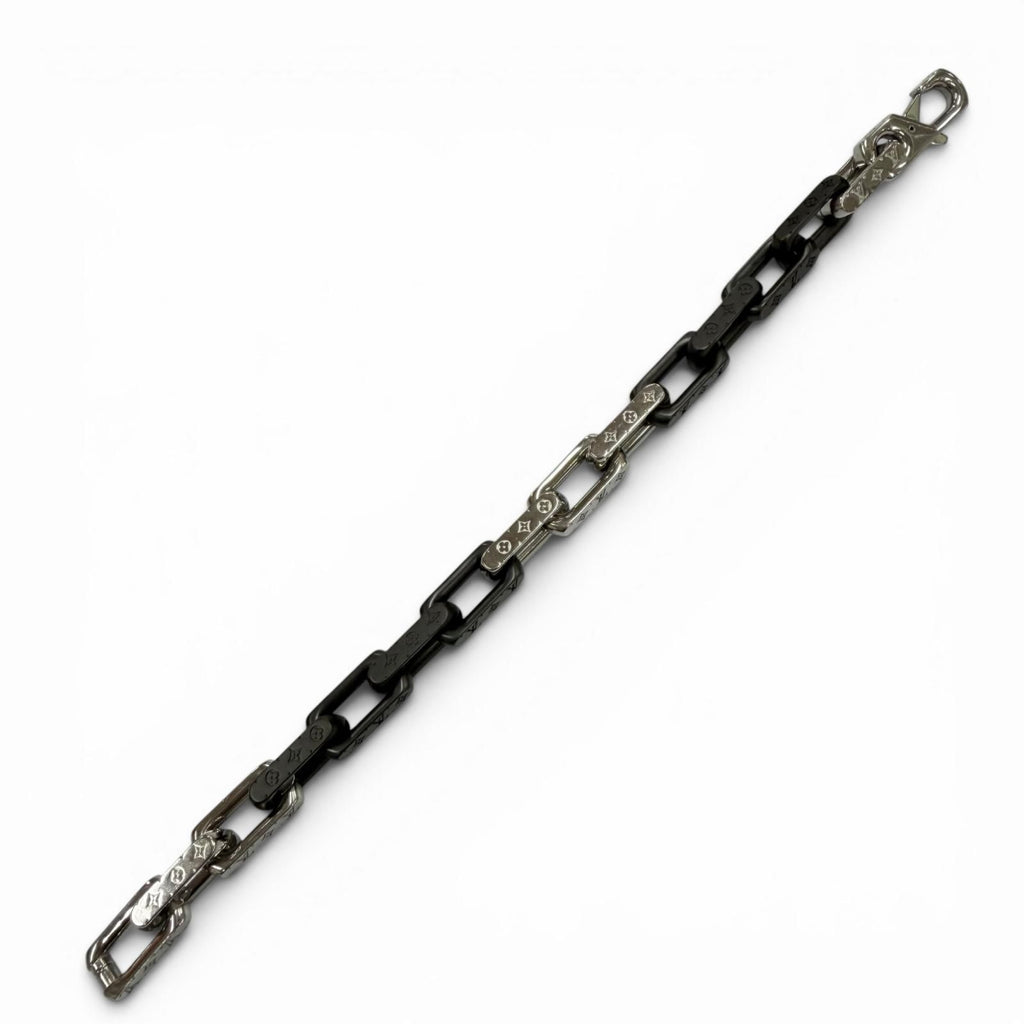 Louis Vuitton Bracelet Monogram Chain Black Silver — view 2