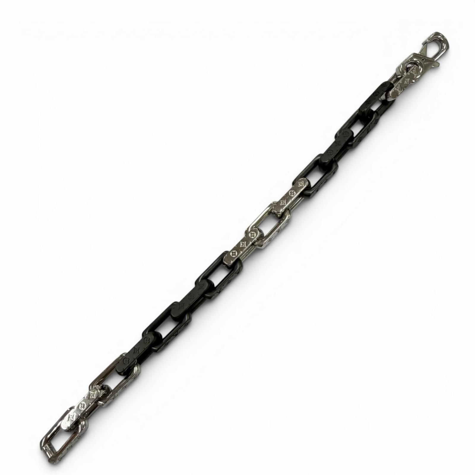 Louis Vuitton Bracelet Monogram Chain Black Silver — view 2