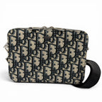 Dior Homme Leather Oblique Zip Pouch Shoulder Bag Navy
