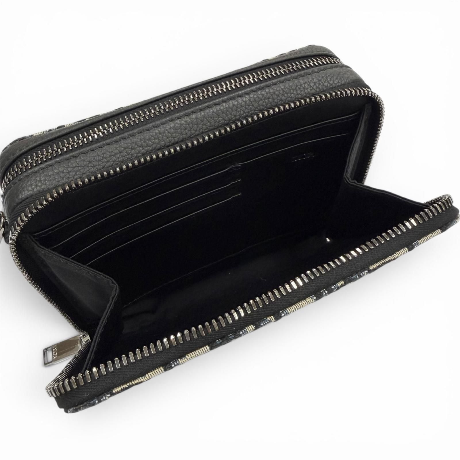 Dior Homme Leather Oblique Zip Pouch Shoulder Bag Navy — view 8