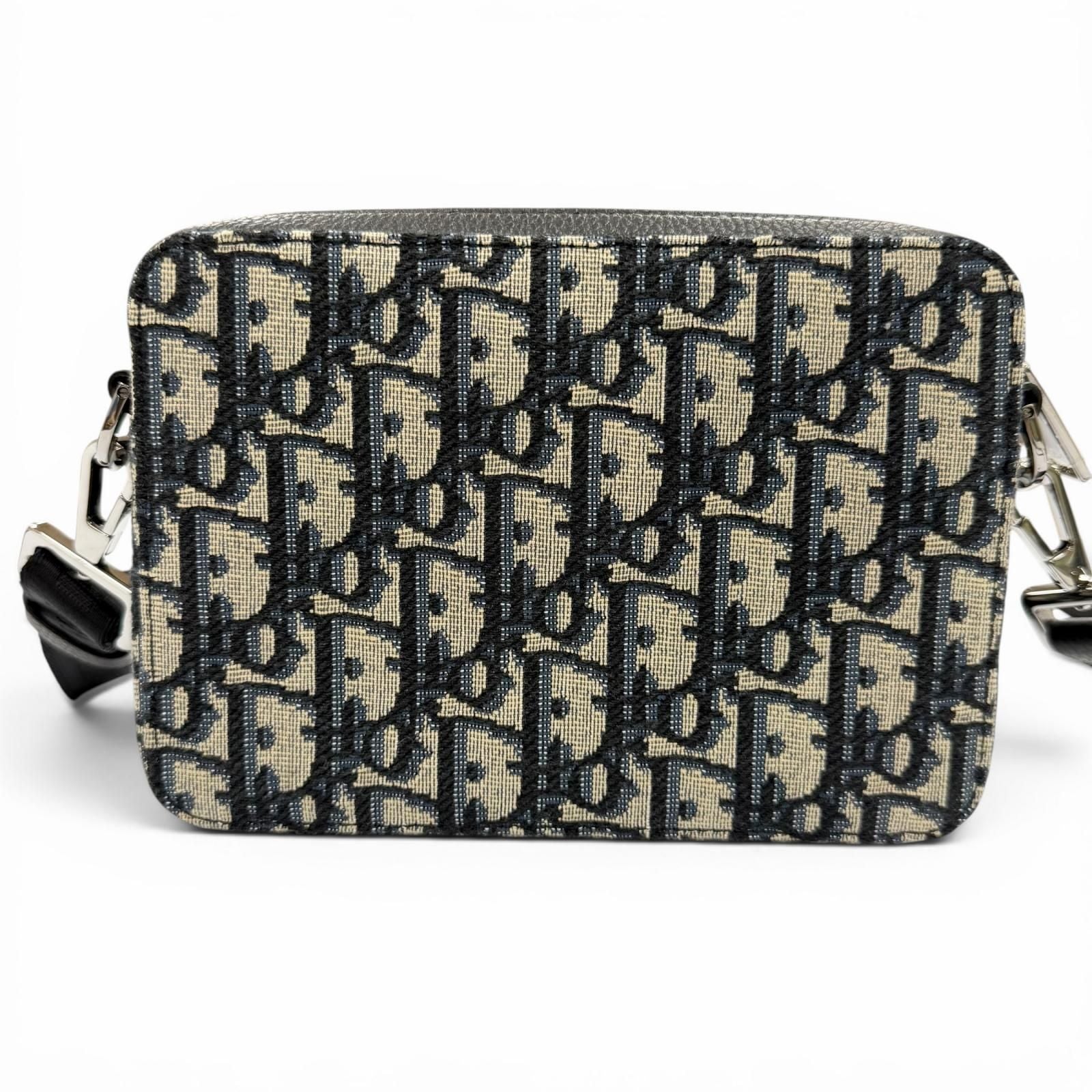 Dior Homme Leather Oblique Zip Pouch Shoulder Bag Navy — view 4