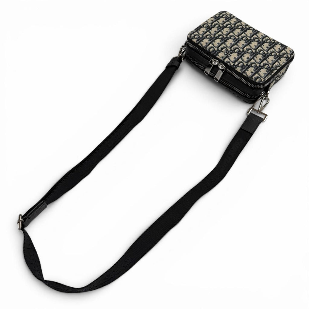 Dior Homme Leather Oblique Zip Pouch Shoulder Bag Navy — view 7