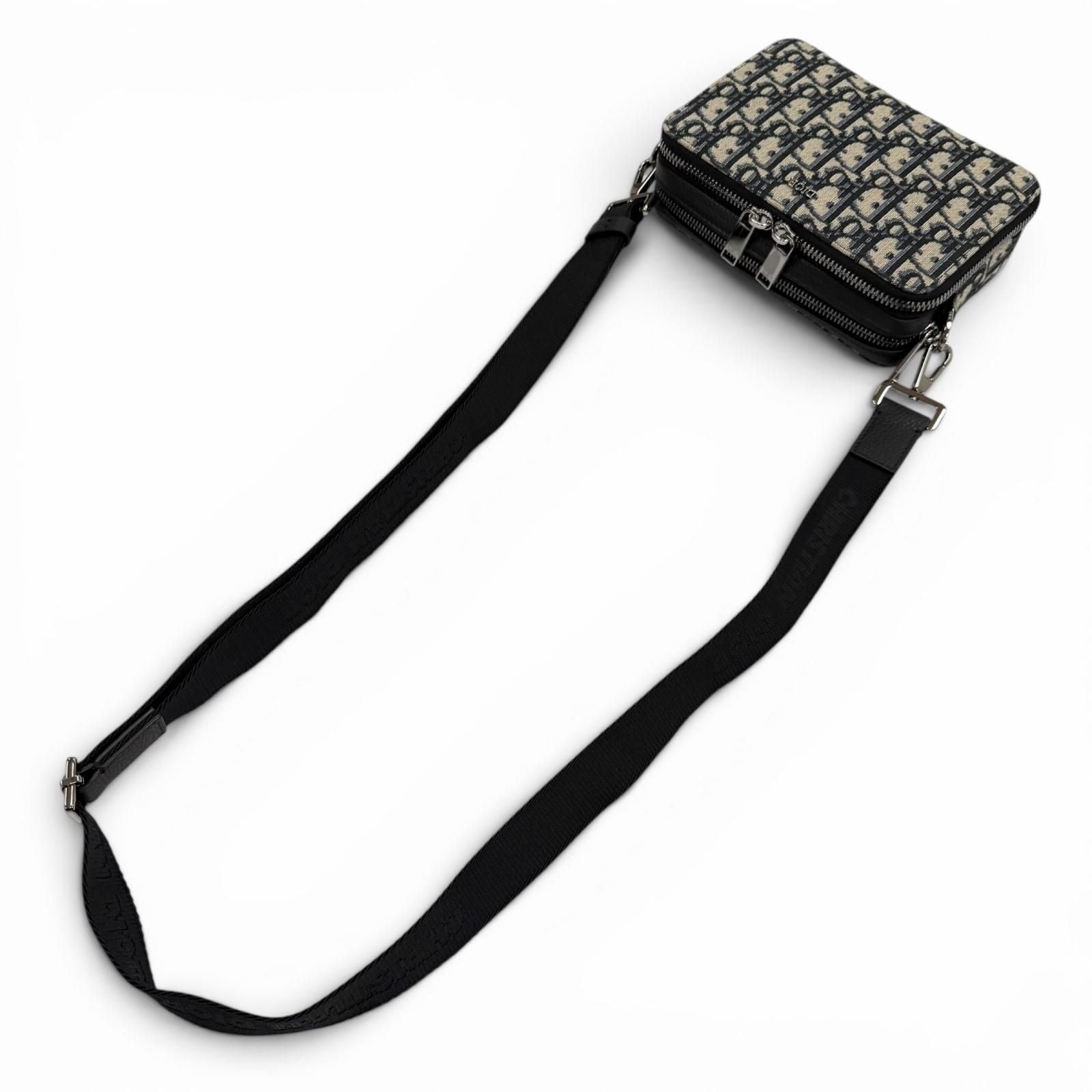 Dior Homme Leather Oblique Zip Pouch Shoulder Bag Navy — view 7