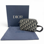 Dior Homme Leather Oblique Zip Pouch Shoulder Bag Navy — view 2