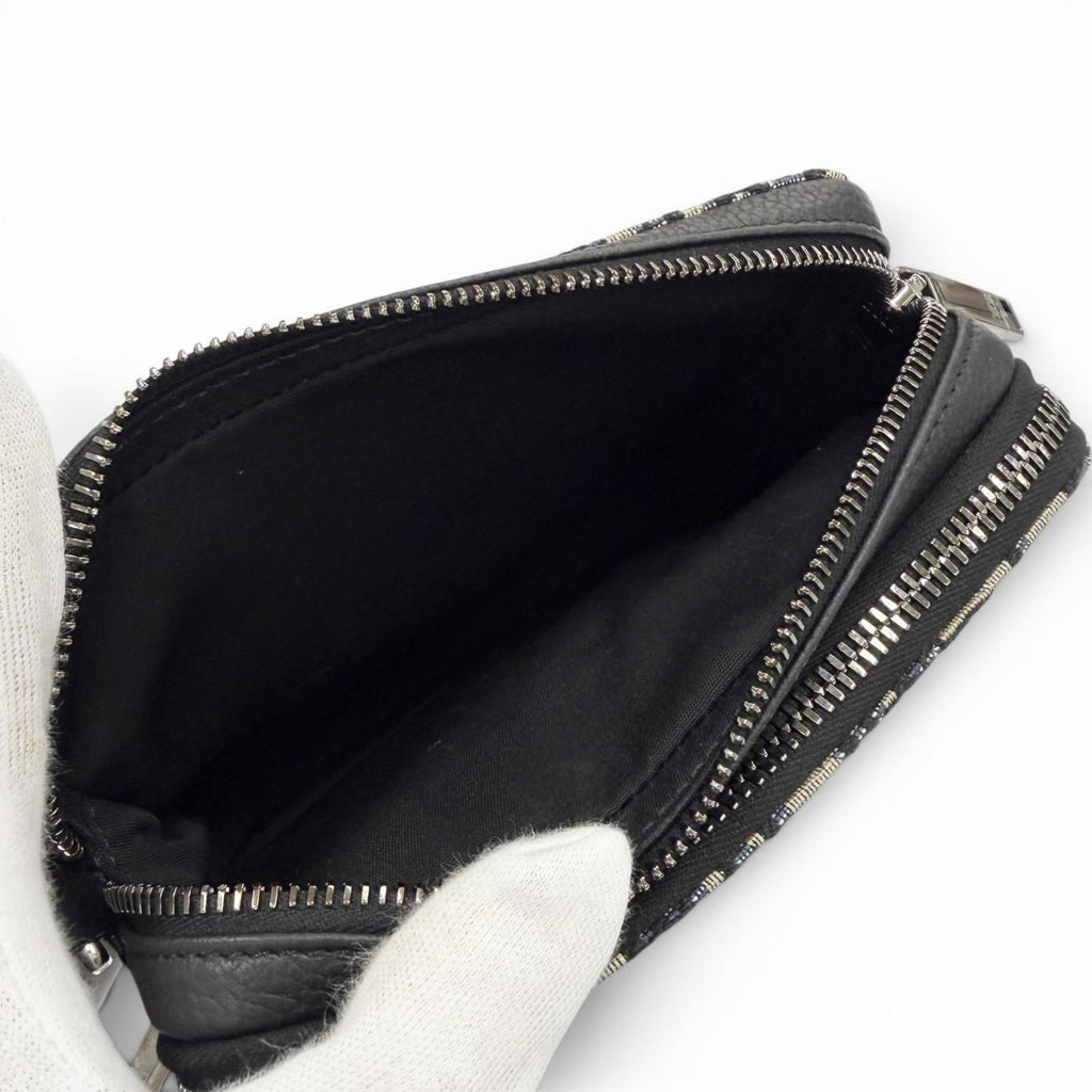 Dior Homme Leather Oblique Zip Pouch Shoulder Bag Navy — view 9