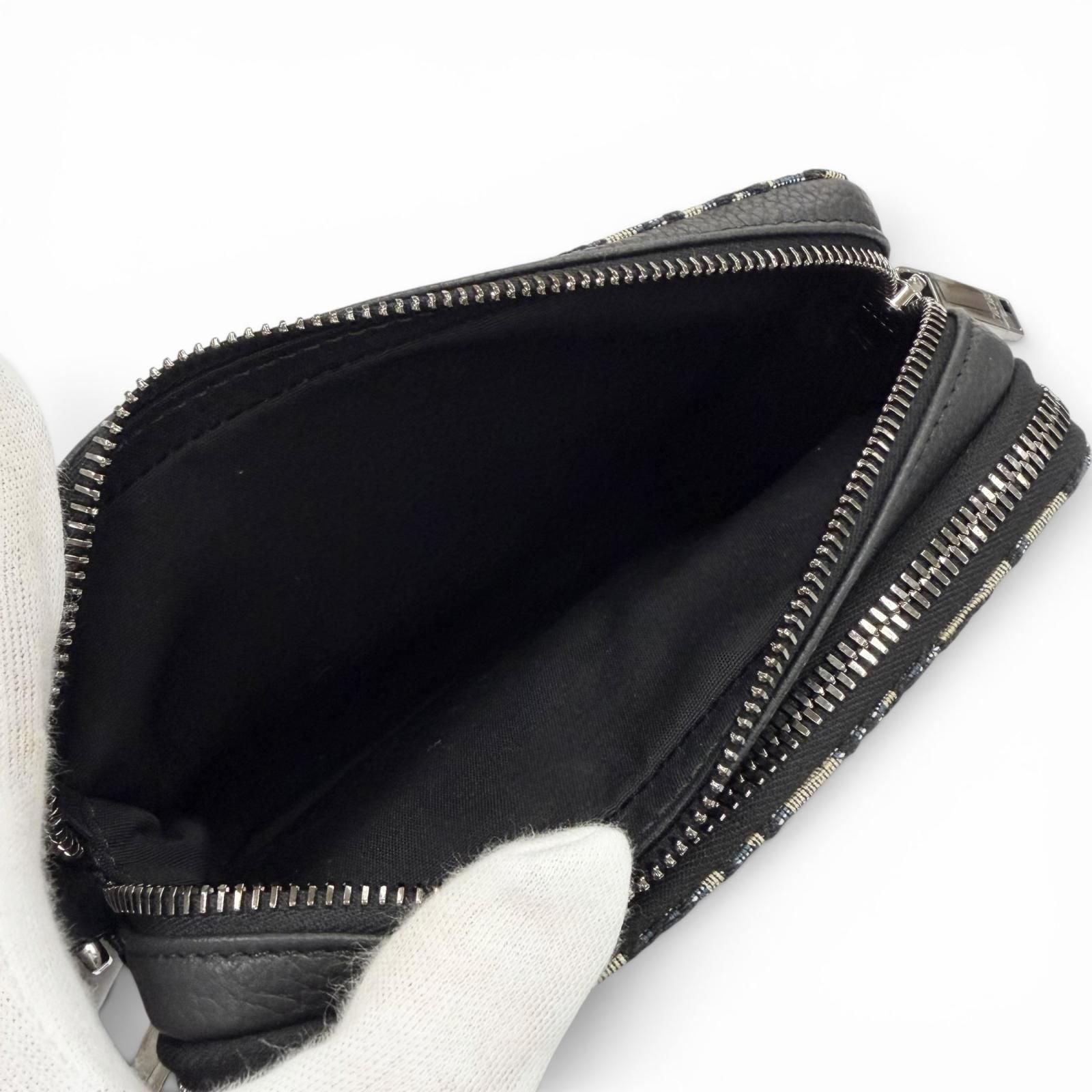 Dior Homme Leather Oblique Zip Pouch Shoulder Bag Navy — view 9