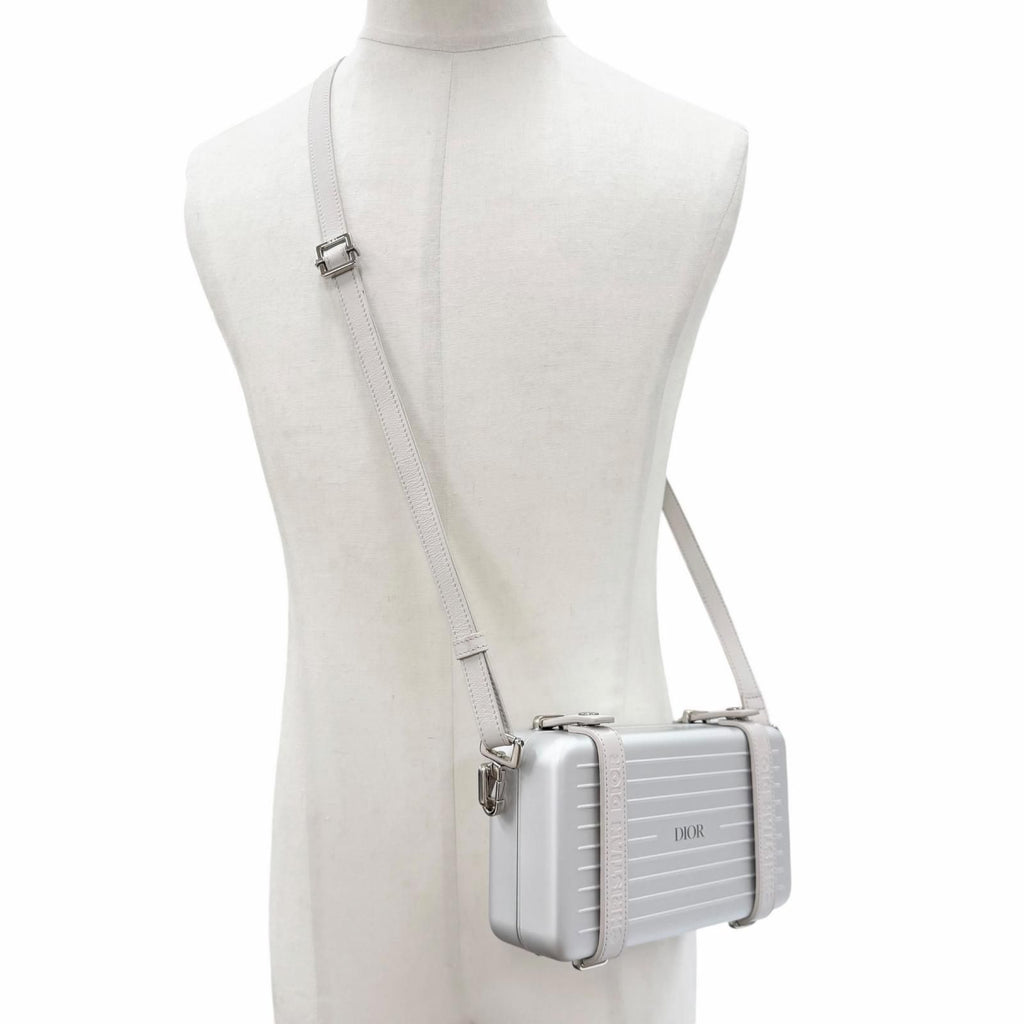 Dior Rimowa Personal Aluminum Leather Shoulder Bag Silver Gray — view 3