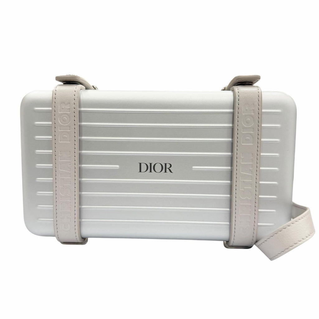 Dior Rimowa Personal Aluminum Leather Shoulder Bag Silver Gray