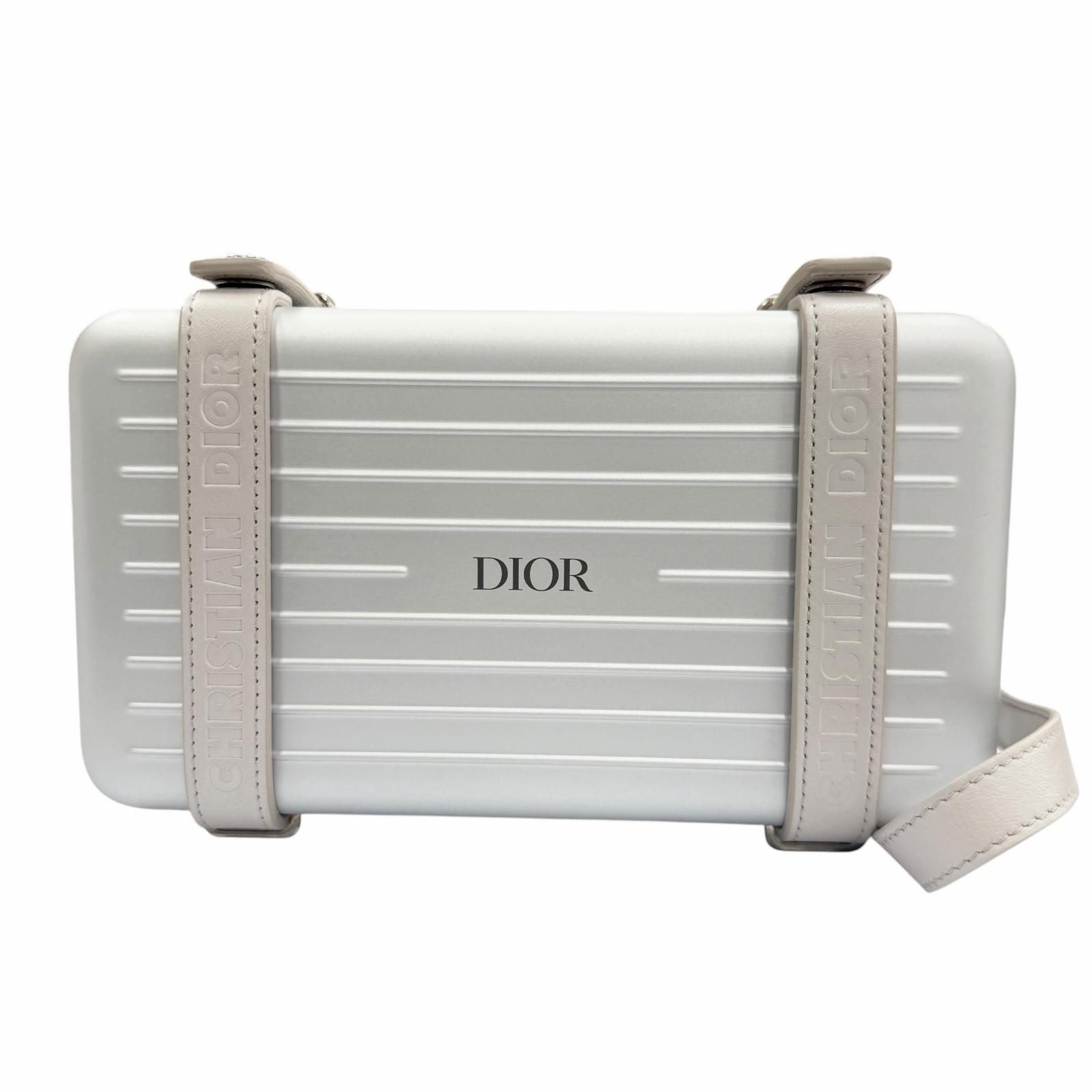 Dior Rimowa Personal Aluminum Leather Shoulder Bag Silver Gray