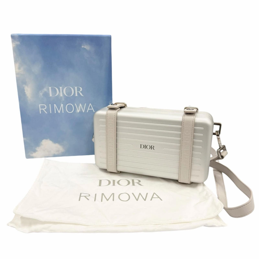 Dior Rimowa Personal Aluminum Leather Shoulder Bag Silver Gray — view 2
