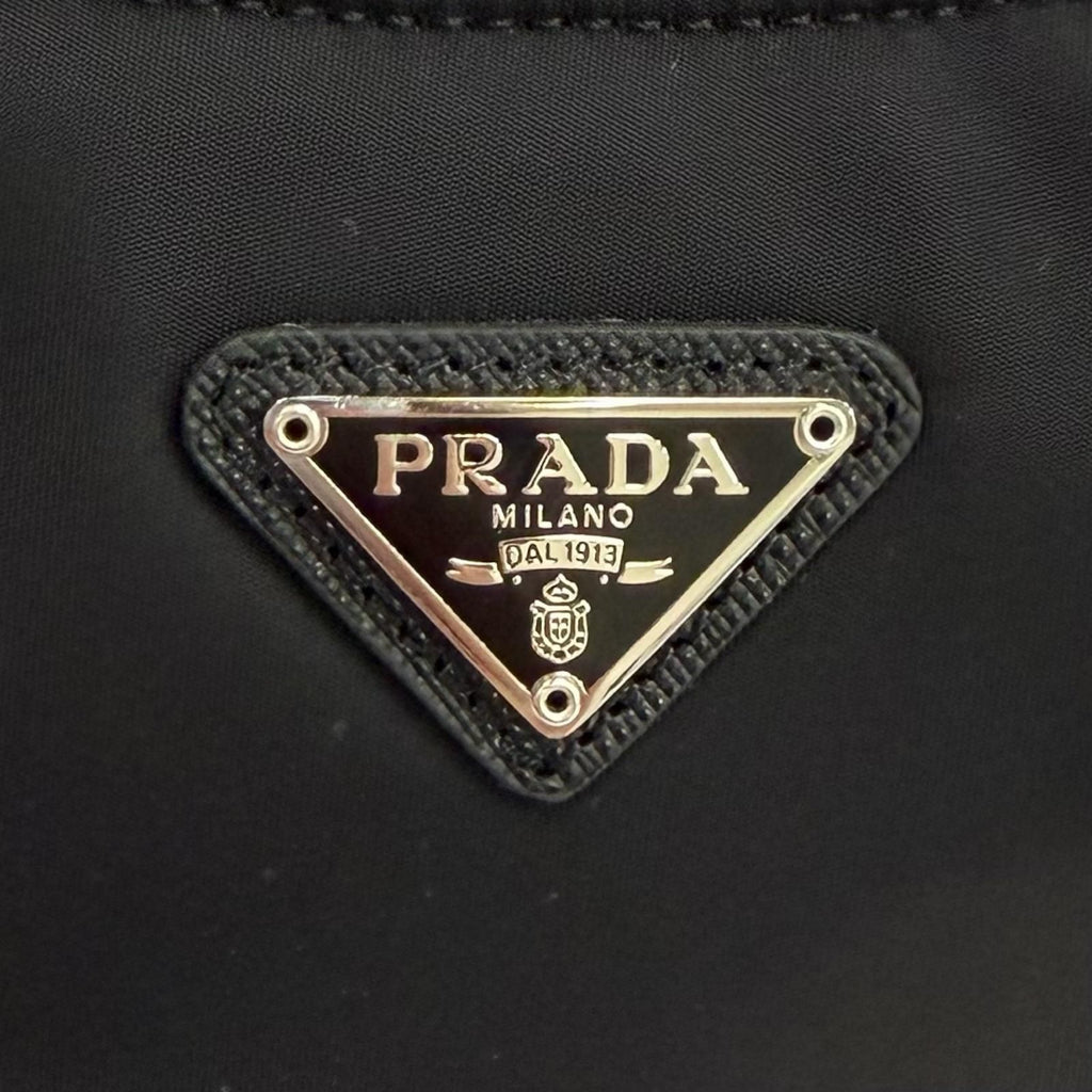 Prada Re Edition Re-Nylon Mini Bag with Triangular Plate Charm Black — view 9