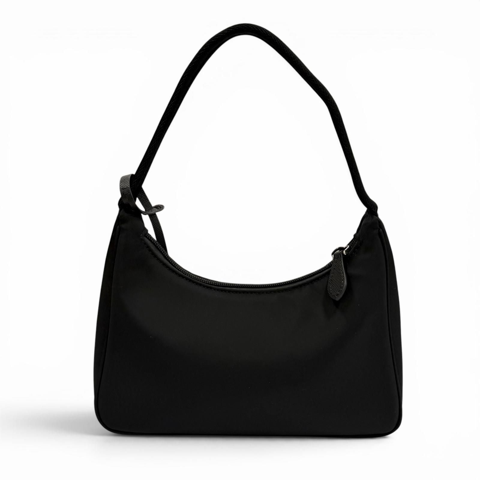 Prada Re Edition Re-Nylon Mini Bag with Triangular Plate Charm Black — view 3