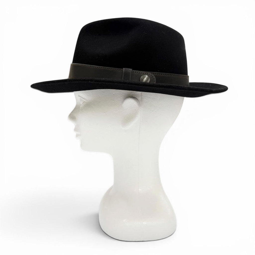 Hermes Cowhide Lapin Leather Series Button Folded Hat Felt Hat Black 58 — view 3