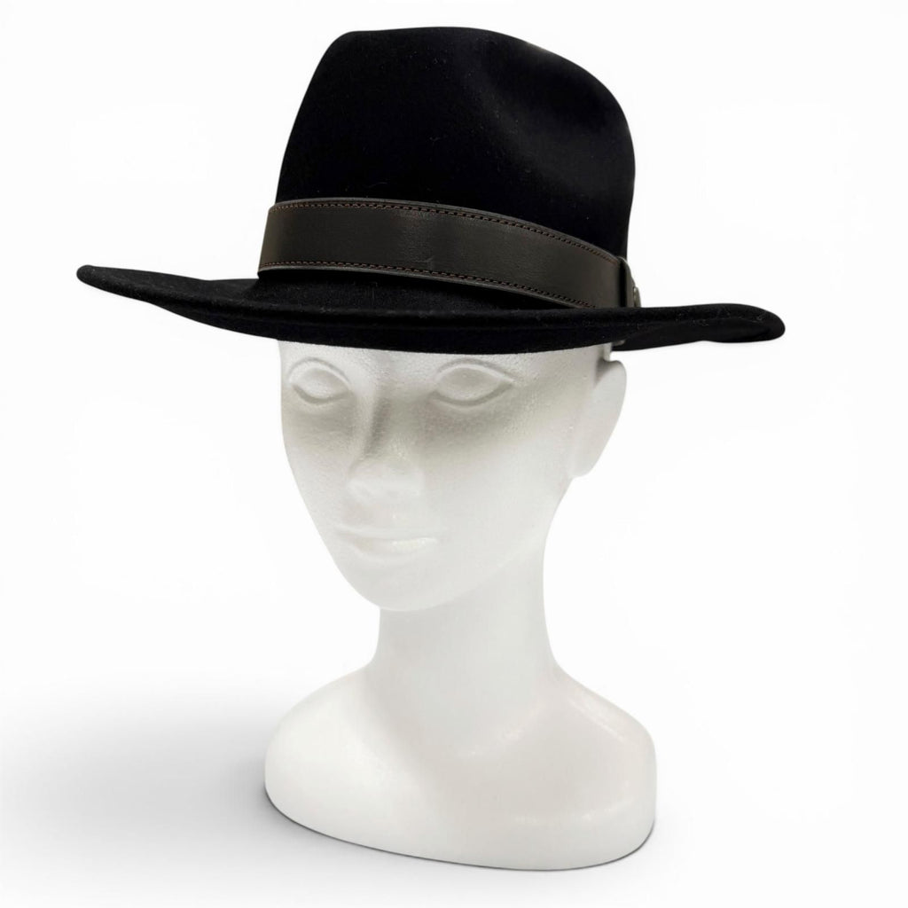 Hermes Cowhide Lapin Leather Series Button Folded Hat Felt Hat Black 58