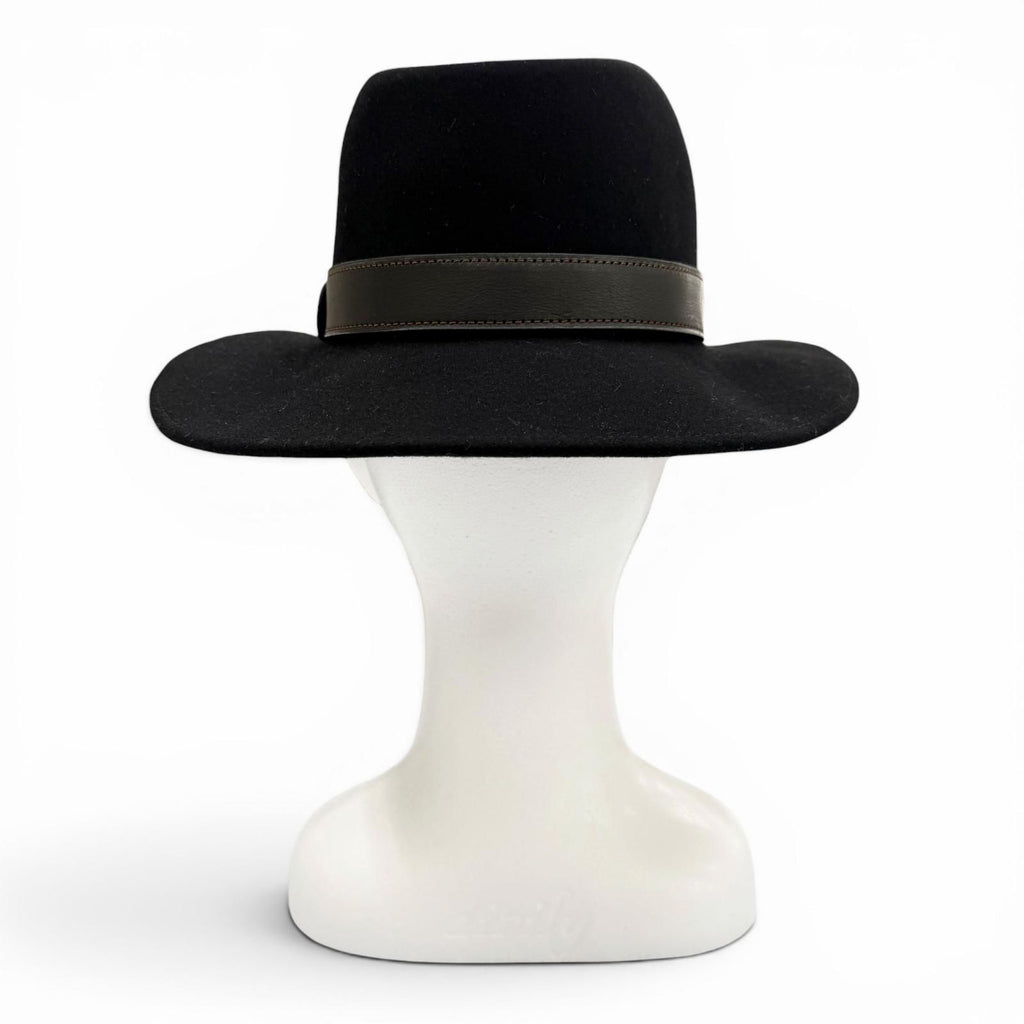 Hermes Cowhide Lapin Leather Series Button Folded Hat Felt Hat Black 58 — view 4