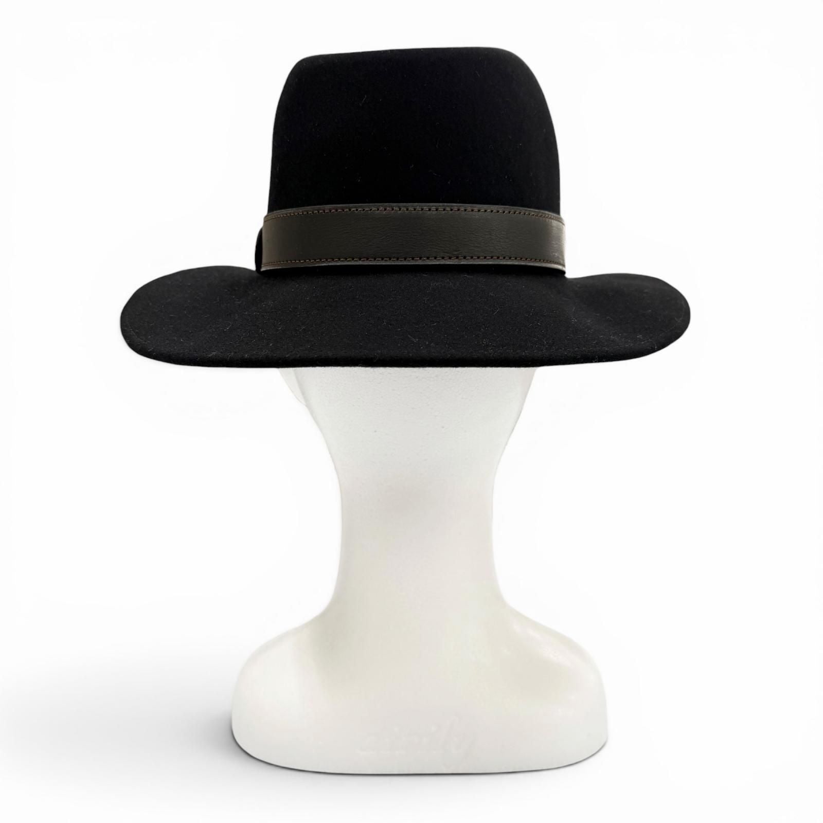 Hermes Cowhide Lapin Leather Series Button Folded Hat Felt Hat Black 58 — view 4
