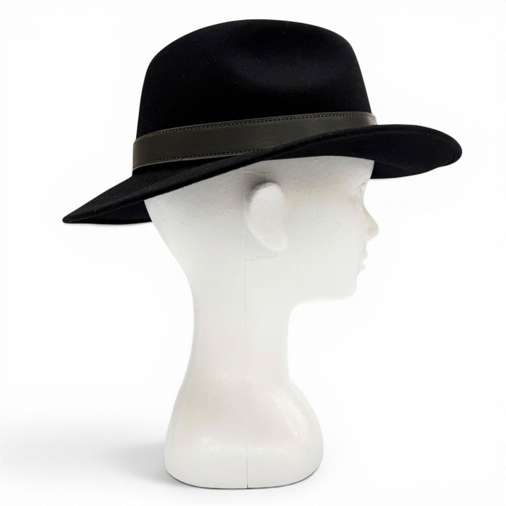 Hermes Cowhide Lapin Leather Series Button Folded Hat Felt Hat Black 58 — view 5