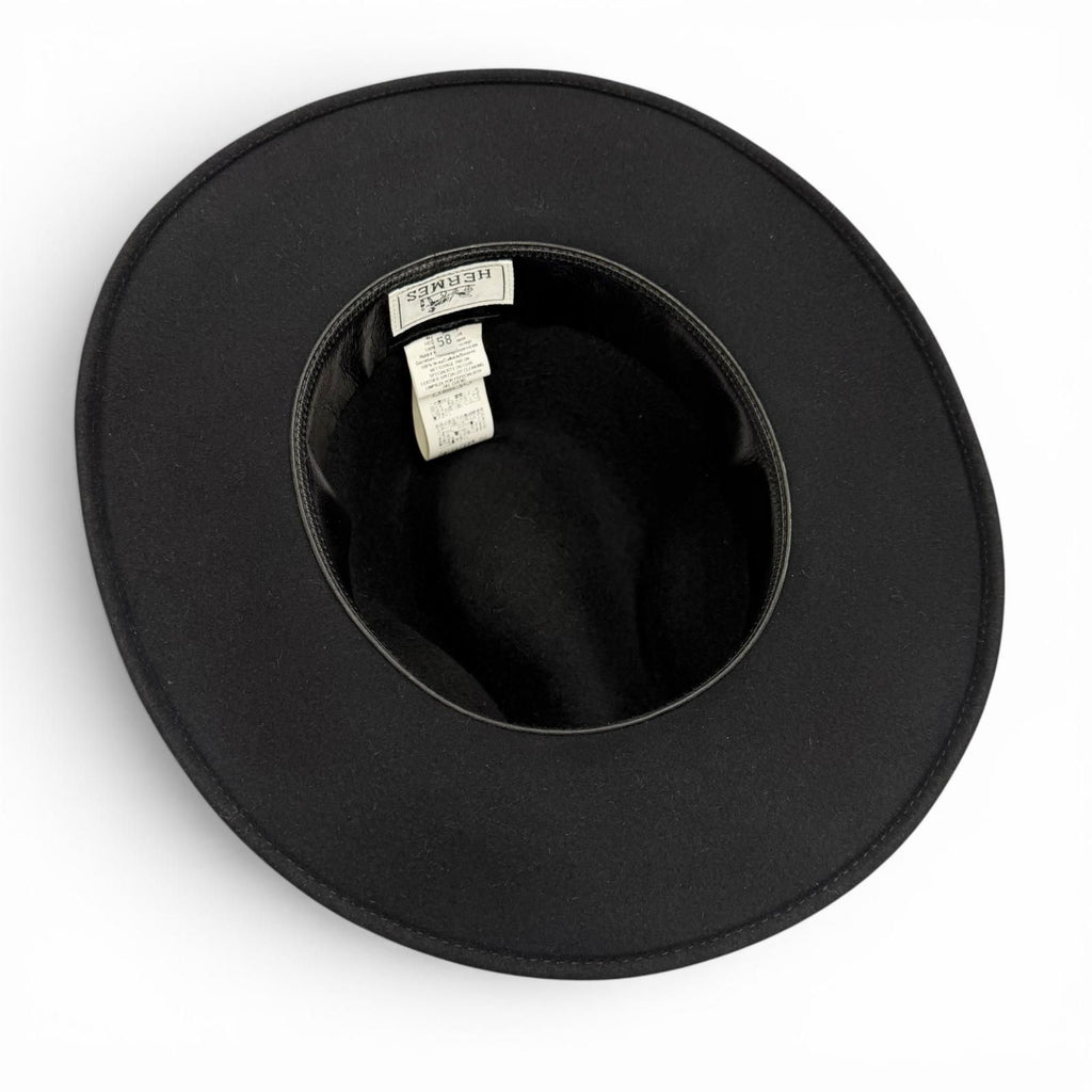 Hermes Cowhide Lapin Leather Series Button Folded Hat Felt Hat Black 58 — view 6