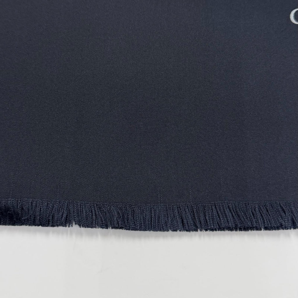 Dior Silk 100% Oblique Trotter Pattern Fringe Shawl Navy Beige Scarf — view 5