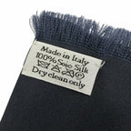 Dior Silk 100% Oblique Trotter Pattern Fringe Shawl Navy Beige Scarf — view 7